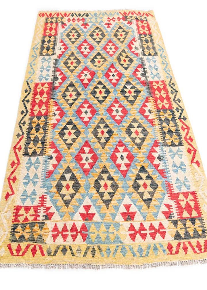 4' 4 x 5' 9 Hand Woven Kilim Maymana Wool Rug