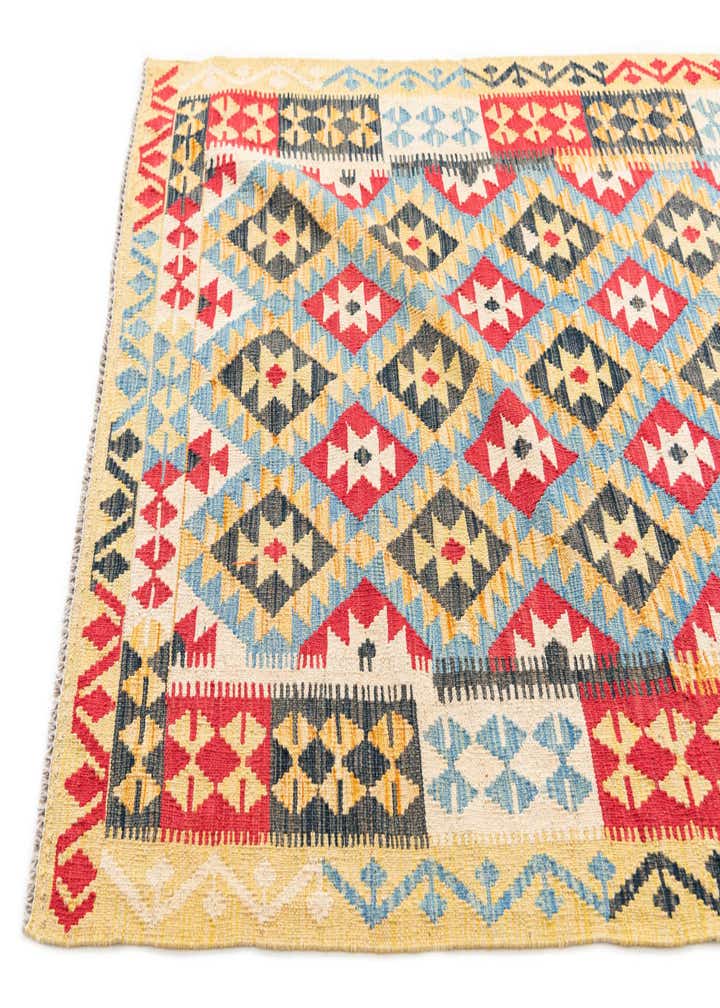 4' 4 x 5' 9 Hand Woven Kilim Maymana Wool Rug