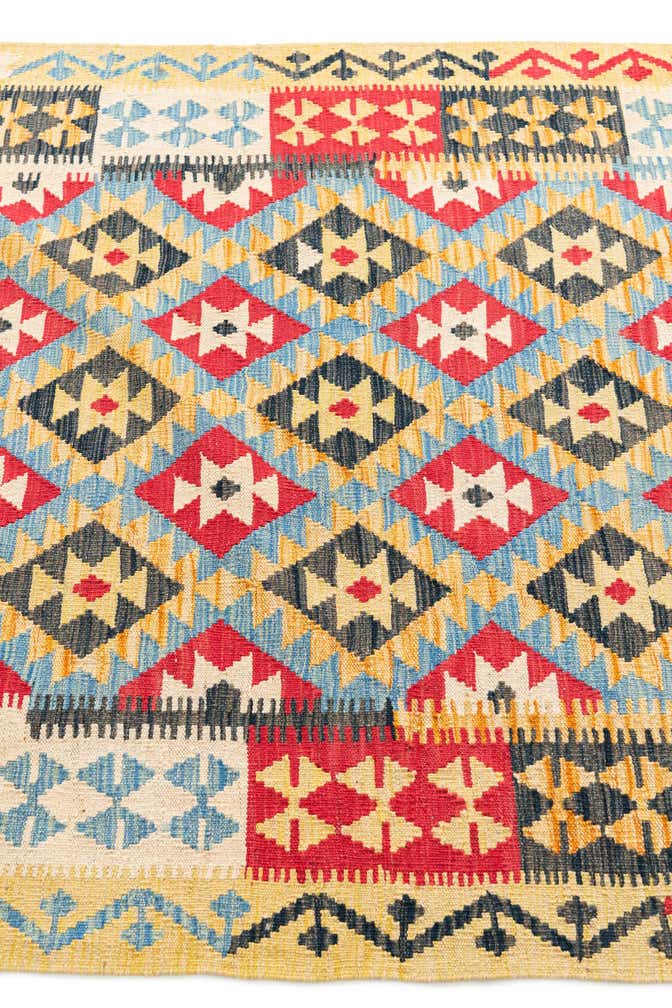 4' 4 x 5' 9 Hand Woven Kilim Maymana Wool Rug