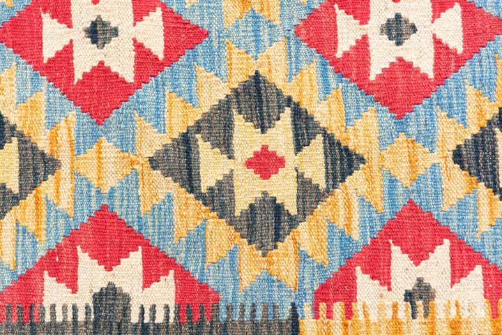 4' 4 x 5' 9 Hand Woven Kilim Maymana Wool Rug