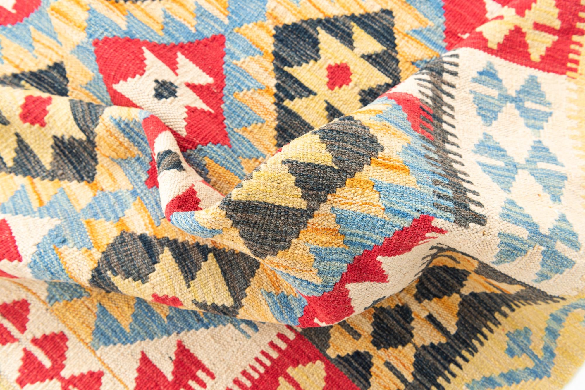 4' 4 x 5' 9 Hand Woven Kilim Maymana Wool Rug