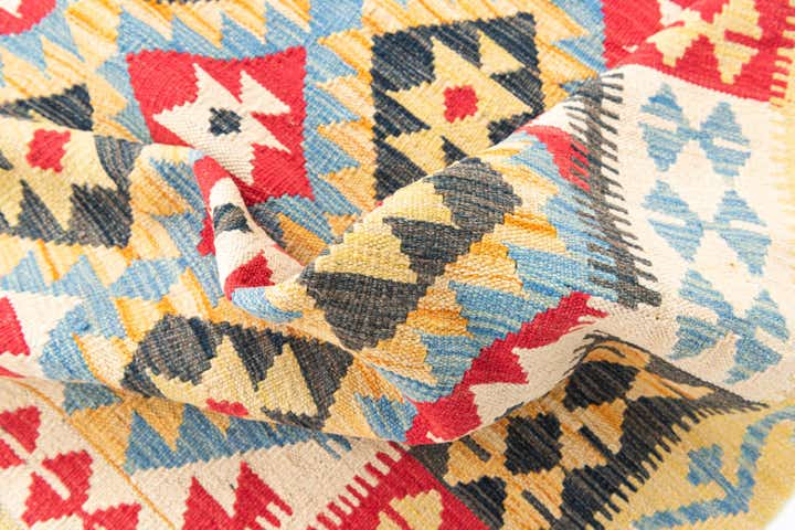 4' 4 x 5' 9 Hand Woven Kilim Maymana Wool Rug