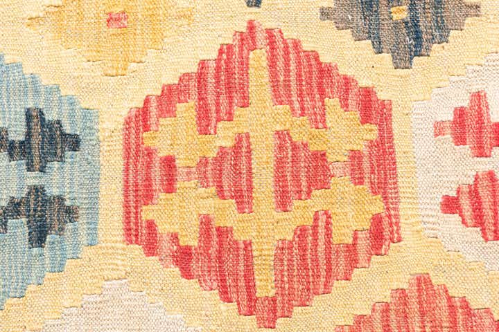 4' 3 x 6' 1 Hand Woven Kilim Maymana Wool Rug