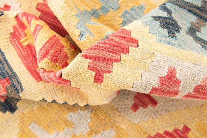 4' 3 x 6' 1 Hand Woven Kilim Maymana Wool Rug