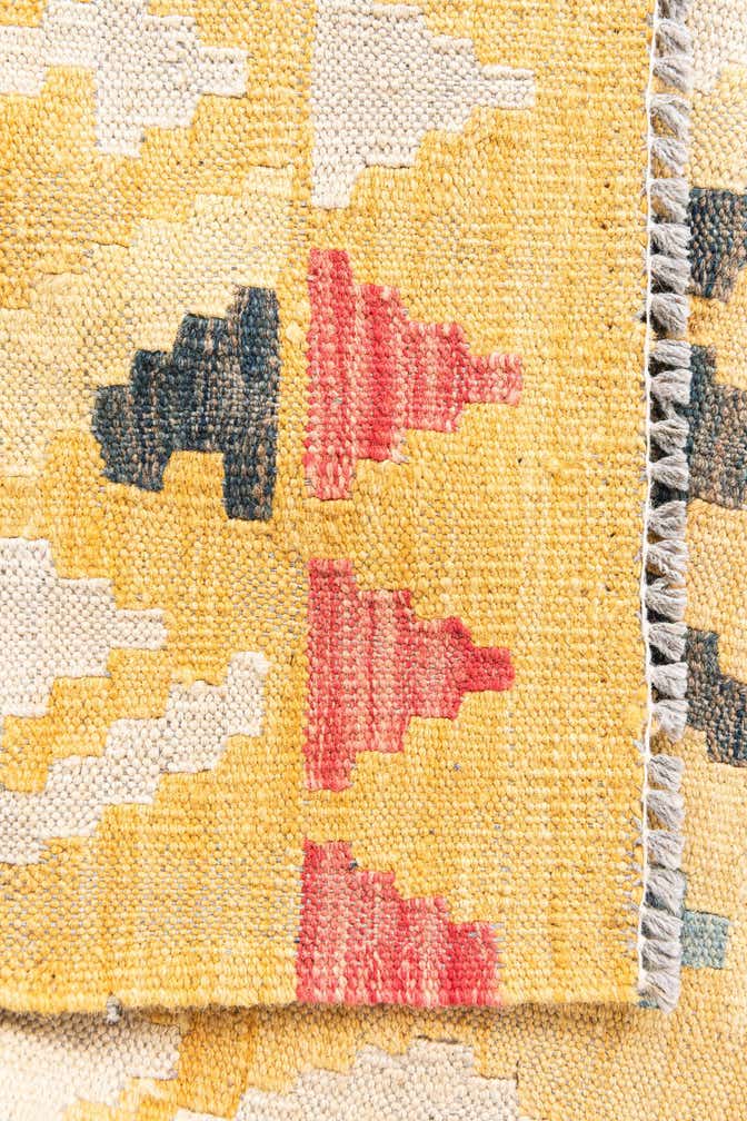 4' 3 x 6' 1 Hand Woven Kilim Maymana Wool Rug