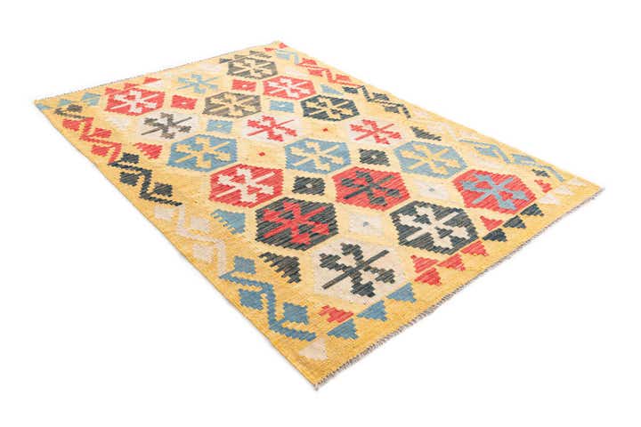 4' 2 x 6' Hand Woven Kilim Maymana Wool Rug