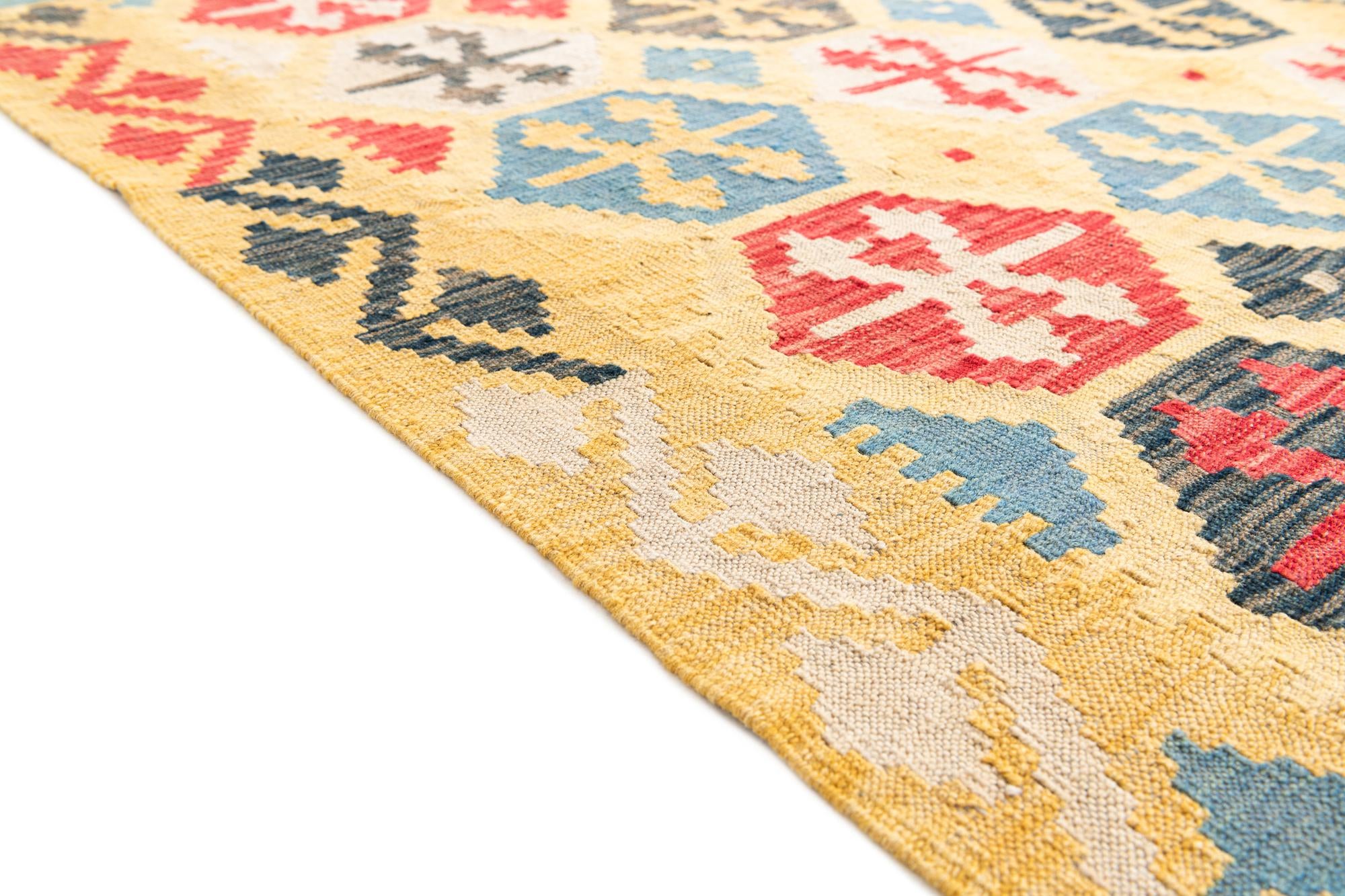 4' 2 x 6' Hand Woven Kilim Maymana Wool Rug