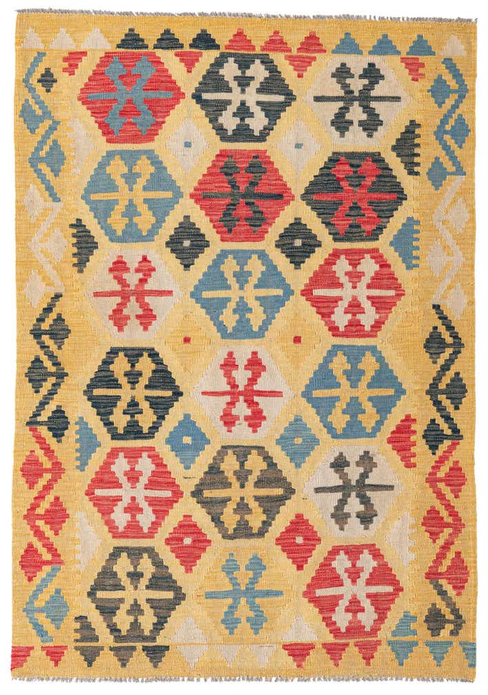 4' 2 x 6' Hand Woven Kilim Maymana Wool Rug