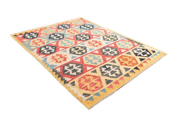 4' 3 x 5' 10 Hand Woven Kilim Maymana Wool Rug