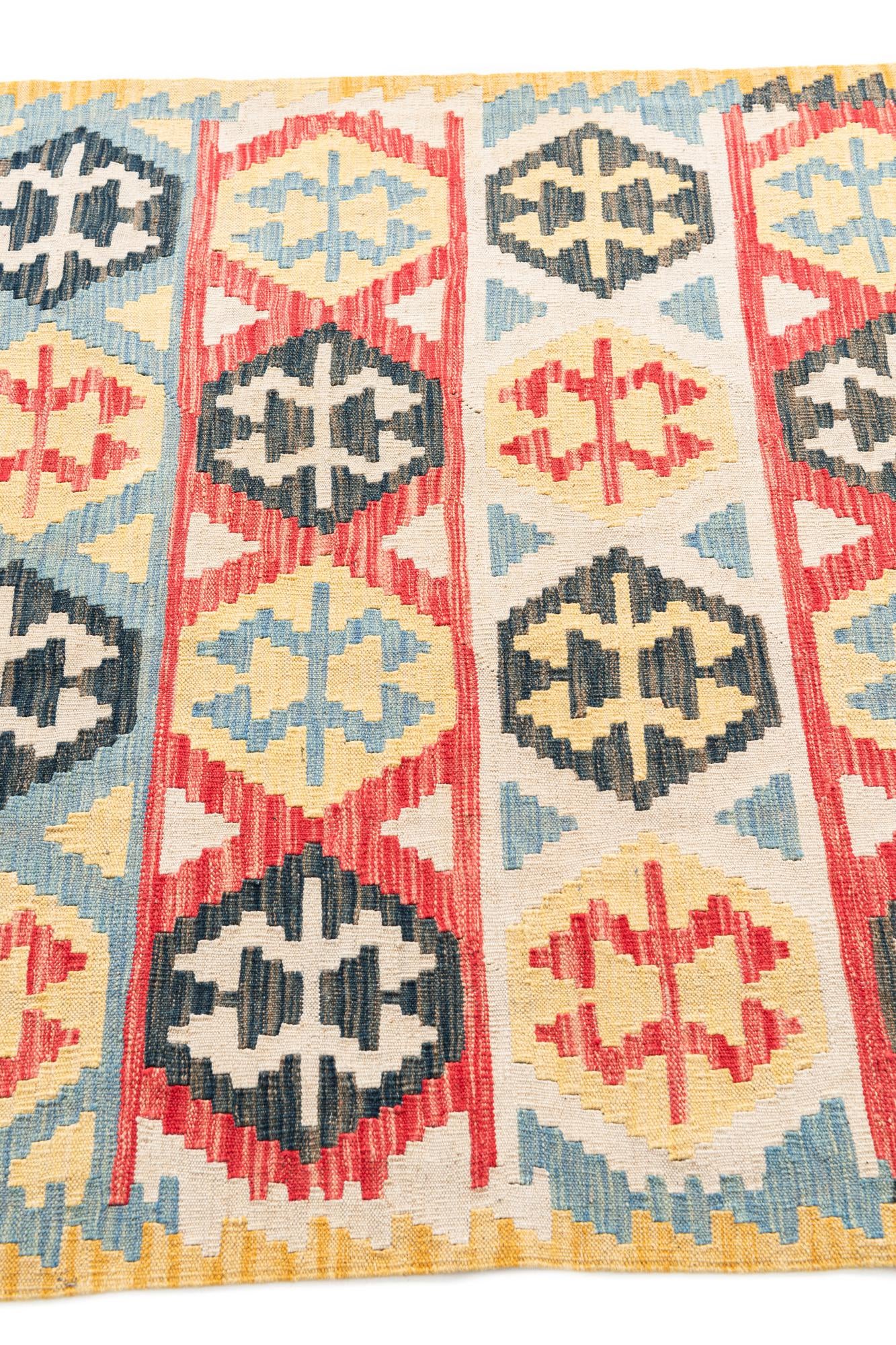4' 3 x 5' 10 Hand Woven Kilim Maymana Wool Rug