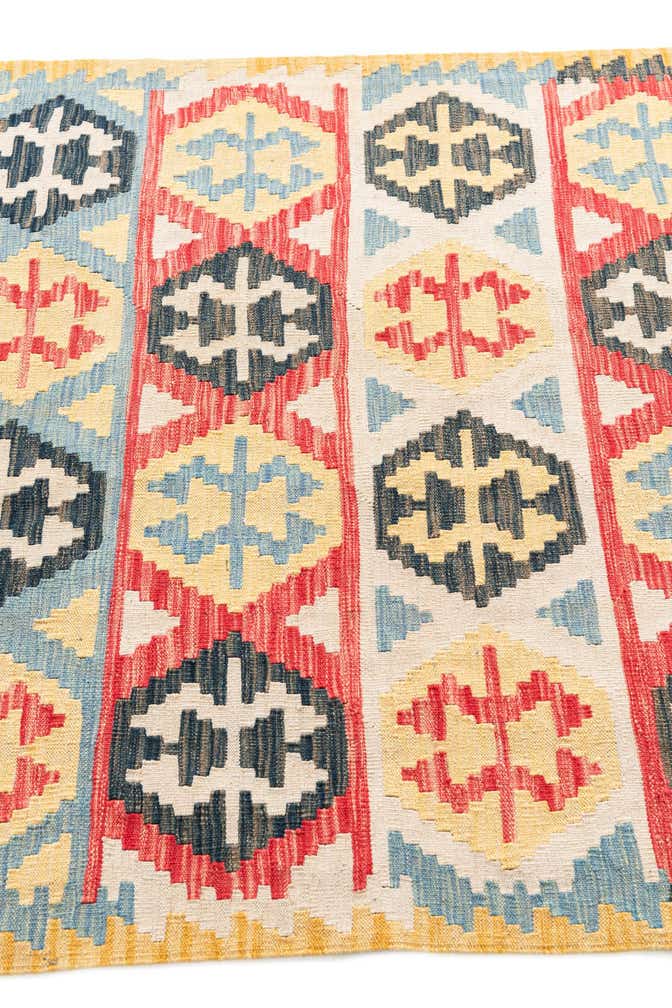 4' 3 x 5' 10 Hand Woven Kilim Maymana Wool Rug