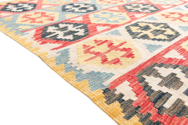 4' 3 x 5' 10 Hand Woven Kilim Maymana Wool Rug