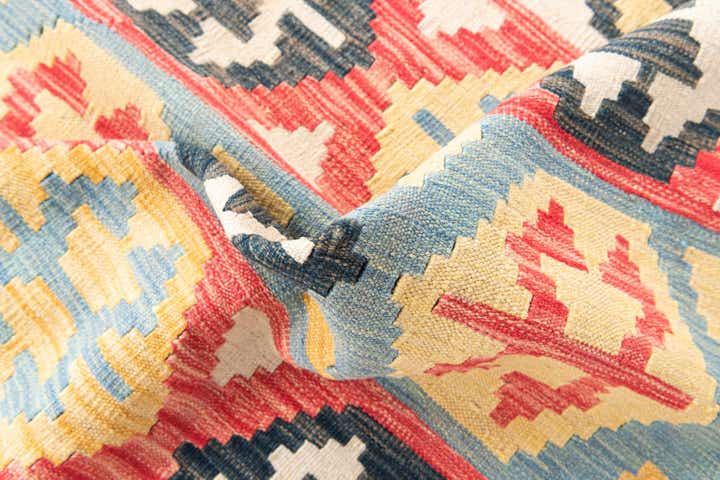 4' 3 x 5' 10 Hand Woven Kilim Maymana Wool Rug