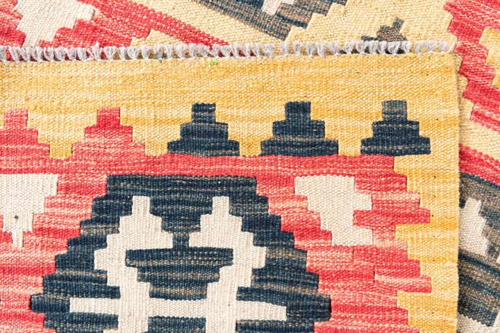 4' 3 x 5' 10 Hand Woven Kilim Maymana Wool Rug