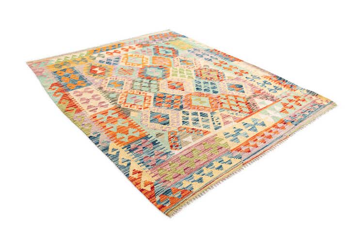 4' 9 x 5' 8 Hand Woven Kilim Maymana Wool Rug