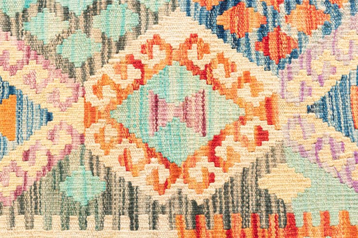 Detail image of 4' 9 x 5' 8 Hand Woven Kilim Maymana Wool Rug