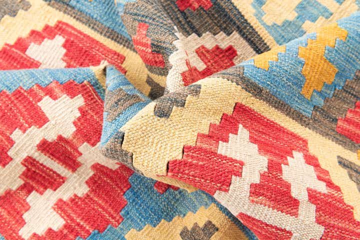 4' 3 x 5' 8 Hand Woven Kilim Maymana Wool Rug
