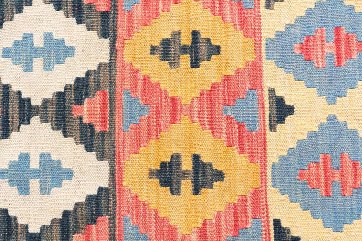 Detail image of 4' 5 x 5' 9 Hand Woven Kilim Maymana Wool Rug
