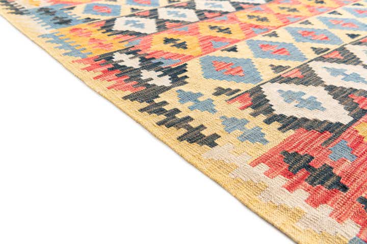 4' 5 x 5' 9 Hand Woven Kilim Maymana Wool Rug