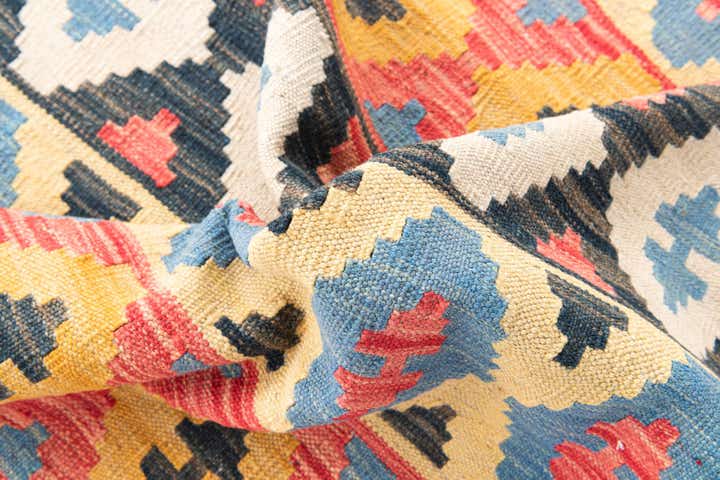 4' 5 x 5' 9 Hand Woven Kilim Maymana Wool Rug