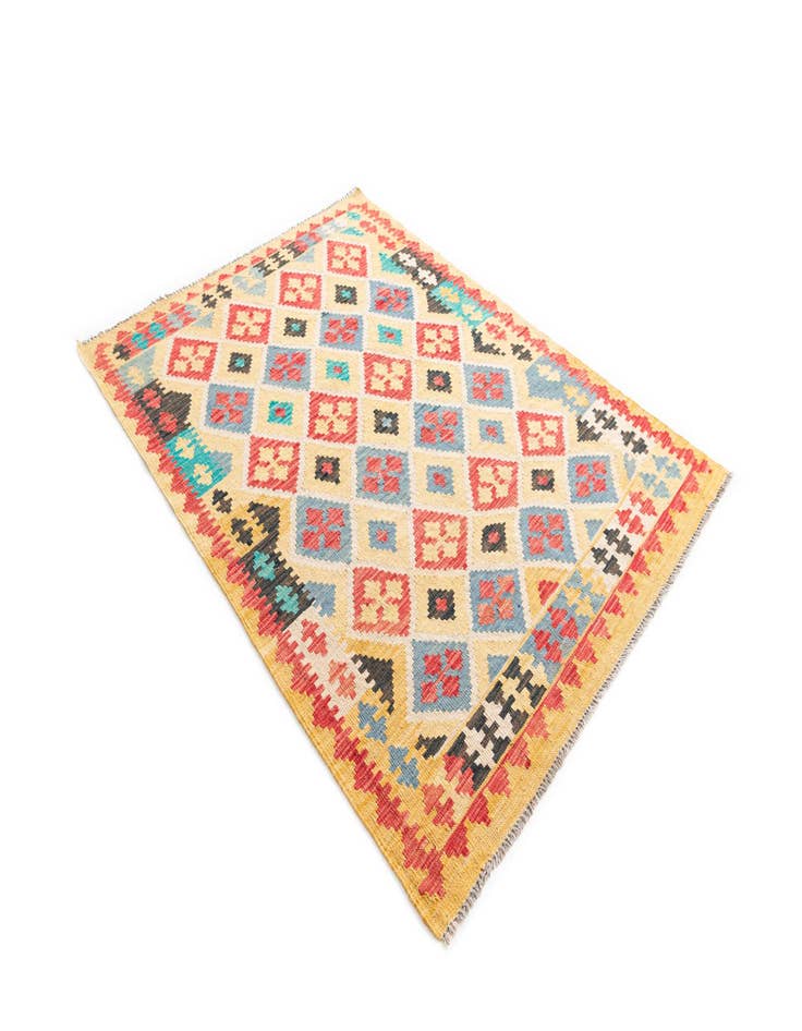 Detail image of 4' 3 x 5' 9  Hand Woven Kilim Maymana Wool Rug