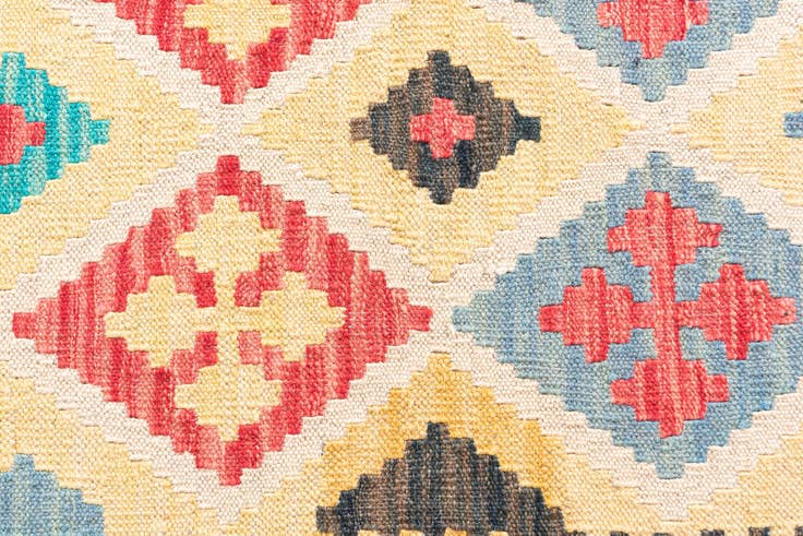 Detail image of 4' 3 x 5' 9 Hand Woven Kilim Maymana Wool Rug