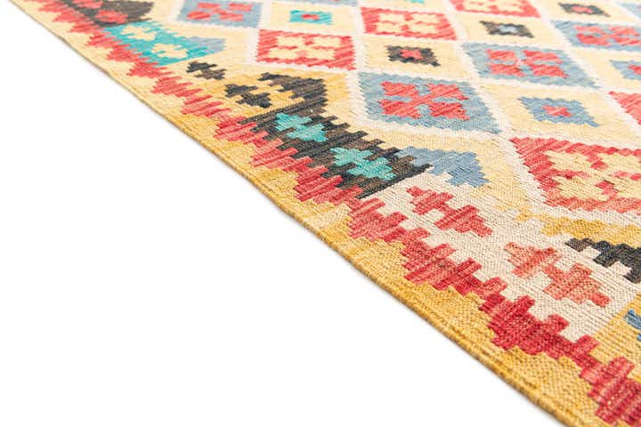 4' 3 x 5' 9 Hand Woven Kilim Maymana Wool Rug