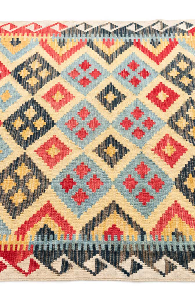4' 2 x 6' 1 Hand Woven Kilim Maymana Wool Rug