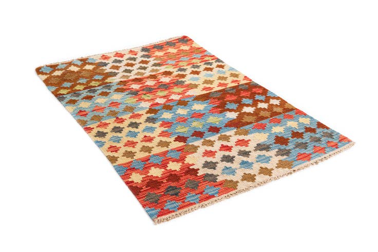 Detail image of 2' 9 x 4' 1 Hand Woven Kilim Maymana Wool Rug