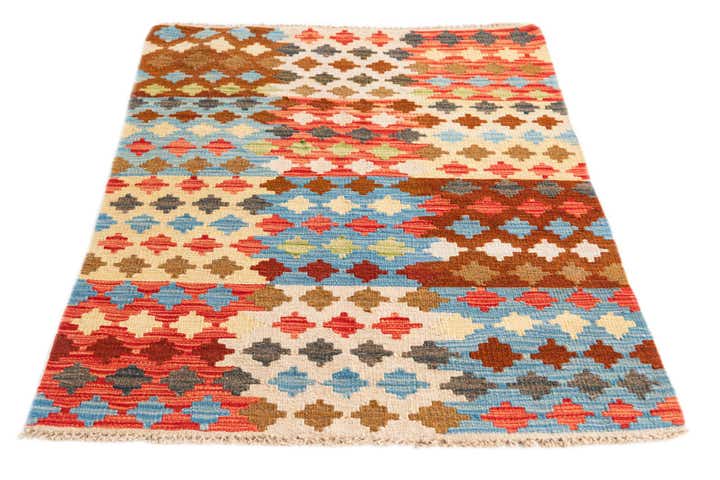2' 9 x 4' 1 Hand Woven Kilim Maymana Wool Rug