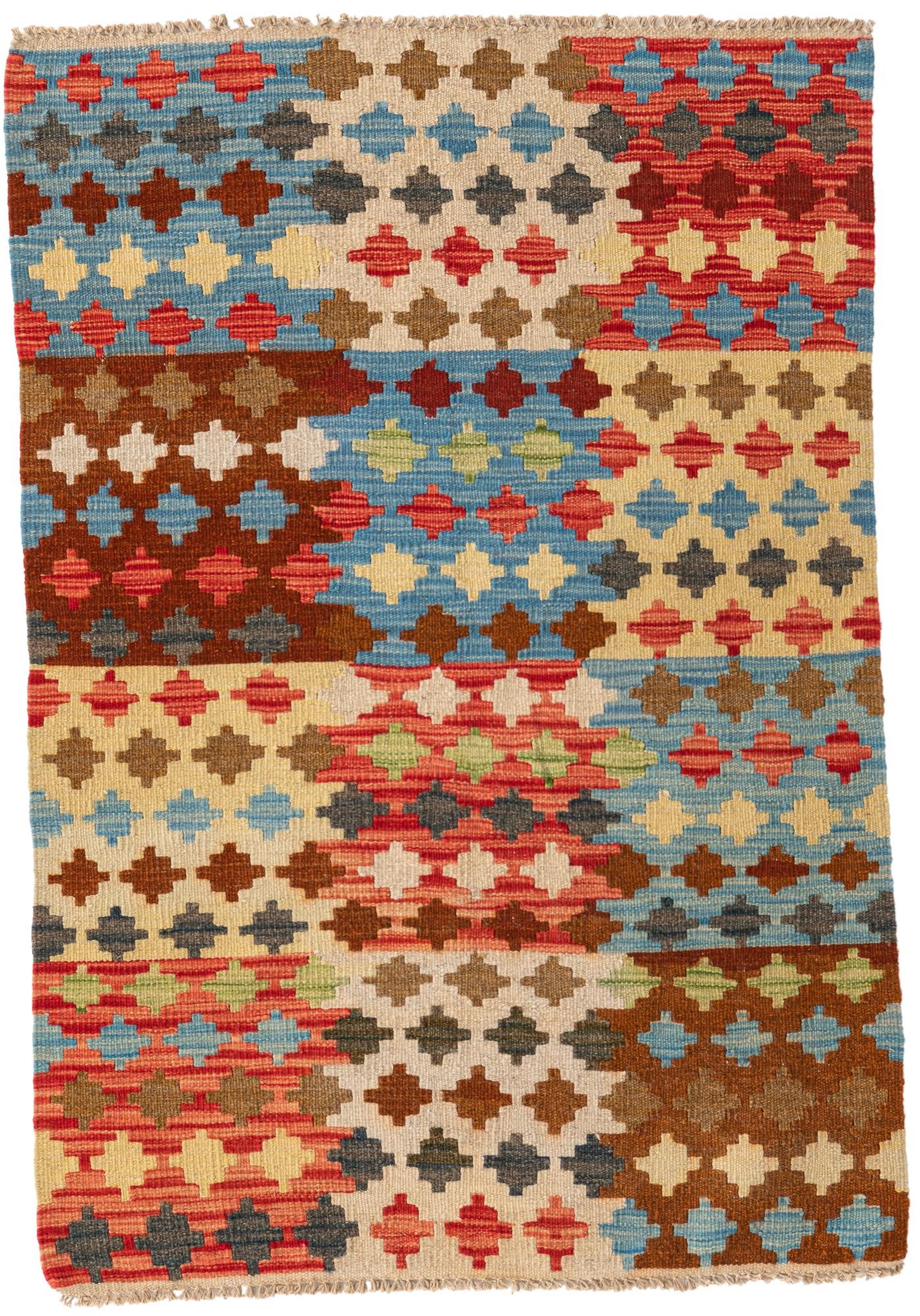 2' 9 x 4' 1 Hand Woven Kilim Maymana Wool Rug