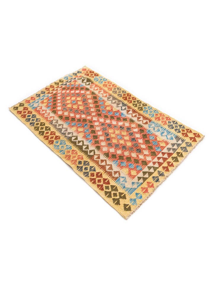 Detail image of 3' 2 x 5'  Hand Woven Kilim Maymana Wool Rug