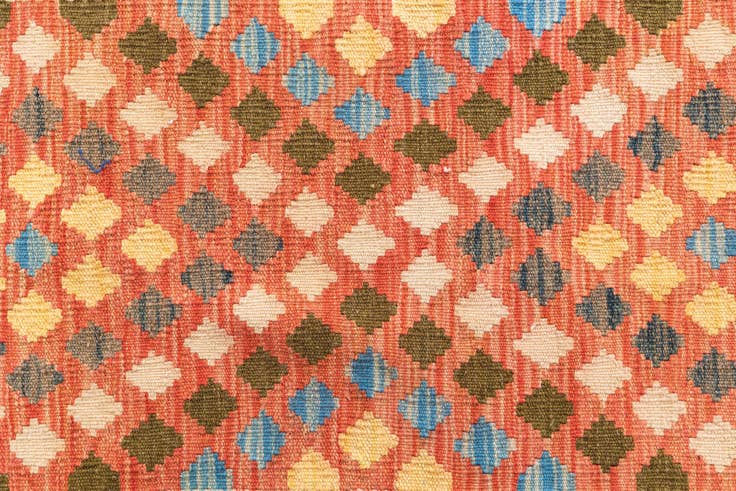 Detail image of 3' 2 x 5' Hand Woven Kilim Maymana Wool Rug