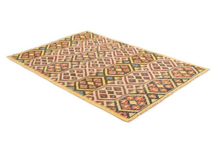 Detail image of 3' 4 x 5' Hand Woven Kilim Maymana Wool Rug