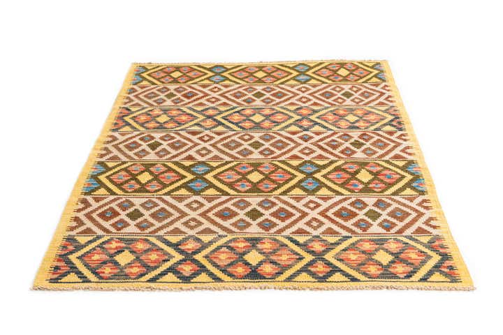 3' 4 x 5' Hand Woven Kilim Maymana Wool Rug