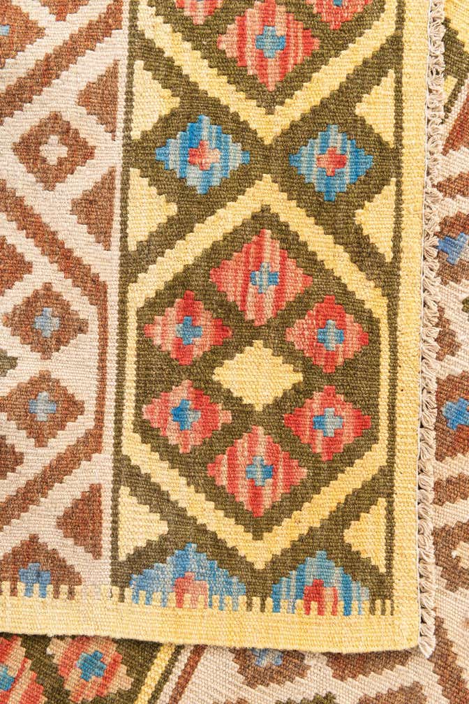 3' 4 x 5' Hand Woven Kilim Maymana Wool Rug