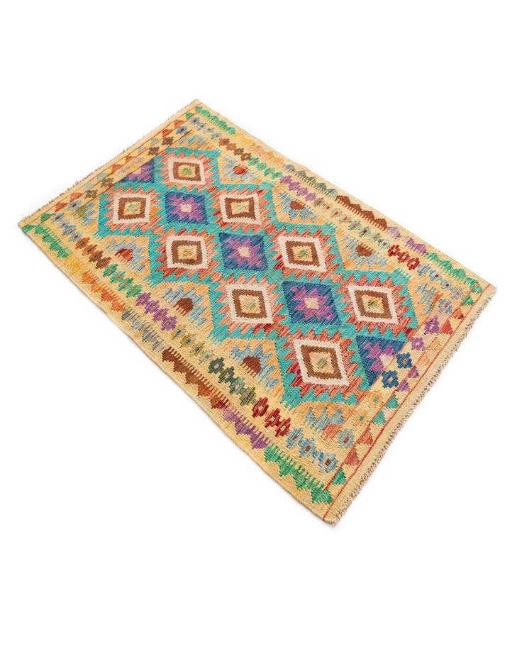 Detail image of 3' 4 x 5' 1  Hand Woven Kilim Maymana Wool Rug