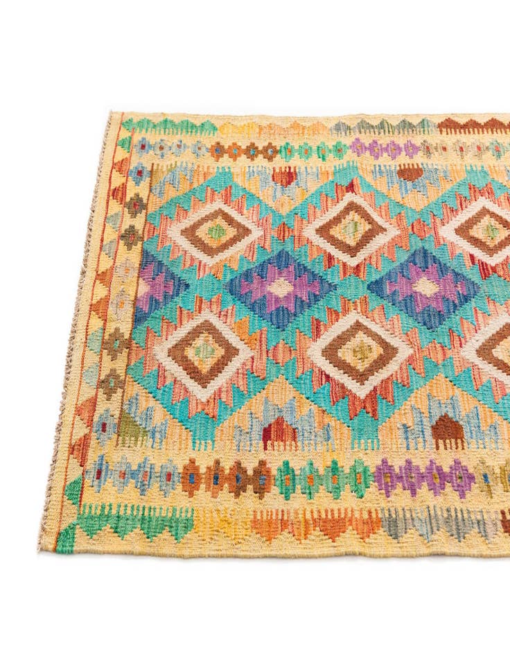 Detail image of 3' 4 x 5' 1  Hand Woven Kilim Maymana Wool Rug