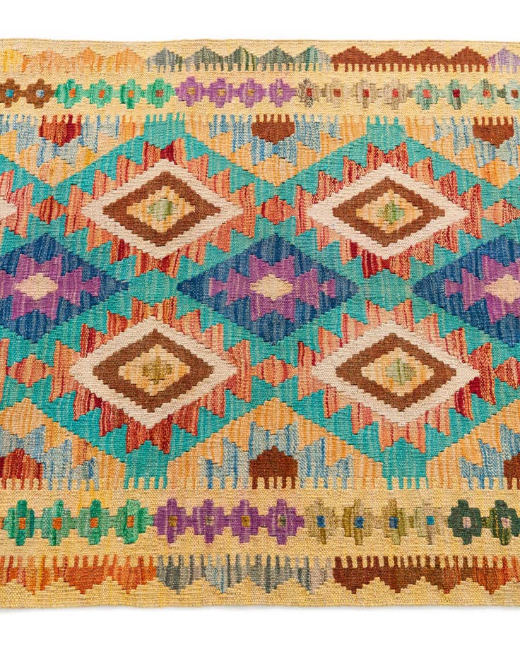 Detail image of 3' 4 x 5' 1  Hand Woven Kilim Maymana Wool Rug