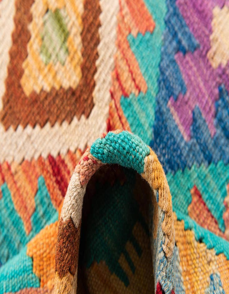 Detail image of 3' 4 x 5' 1  Hand Woven Kilim Maymana Wool Rug