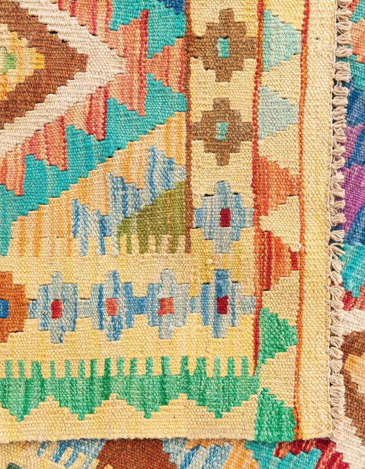 Detail image of 3' 4 x 5' 1  Hand Woven Kilim Maymana Wool Rug