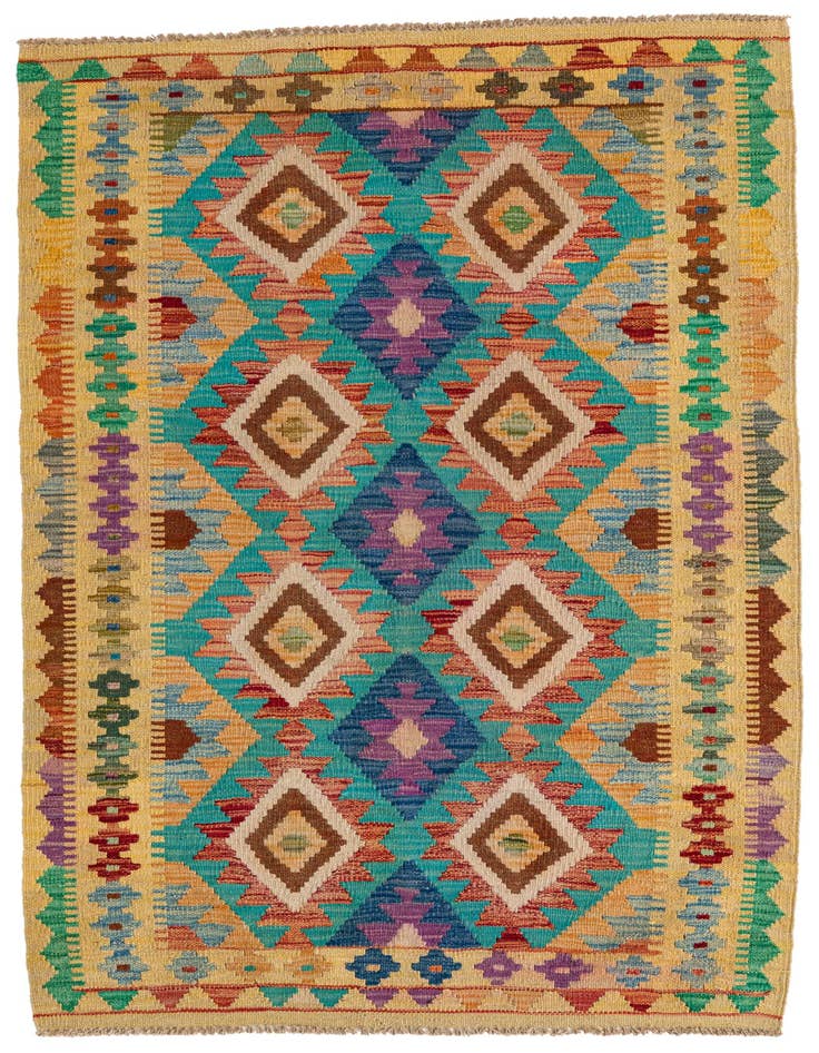 Detail image of 3' 4 x 5' 1 Hand Woven Kilim Maymana Wool Rug