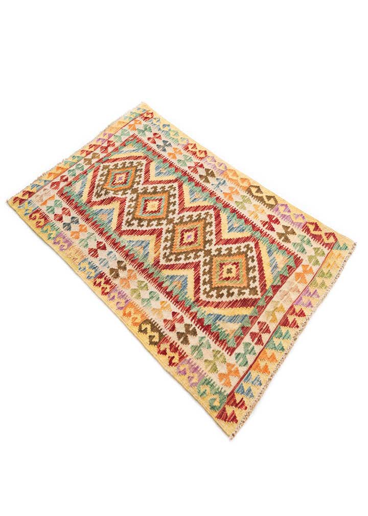 3' 3 x 4' 10 Hand Woven Kilim Maymana Wool Rug