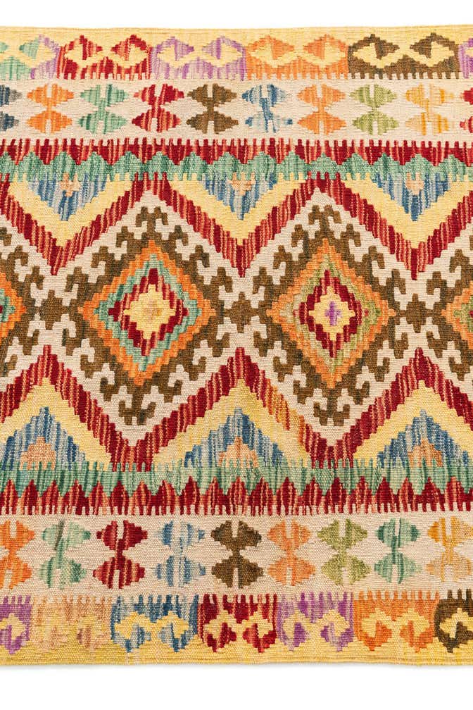 3' 3 x 4' 10 Hand Woven Kilim Maymana Wool Rug