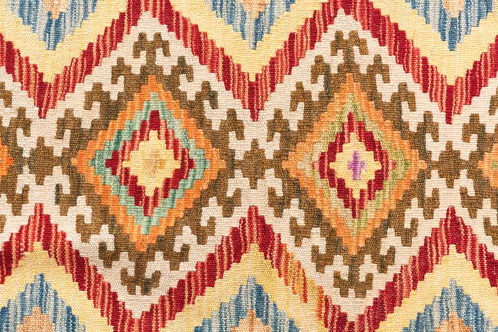 3' 3 x 4' 10 Hand Woven Kilim Maymana Wool Rug