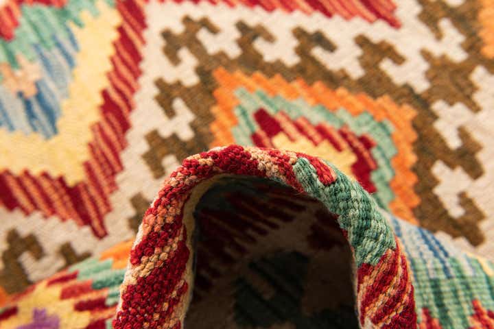 3' 3 x 4' 10 Hand Woven Kilim Maymana Wool Rug