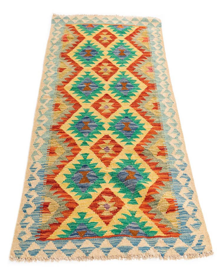 Detail image of 3' 1 x 5'  Hand Woven Kilim Maymana Wool Rug