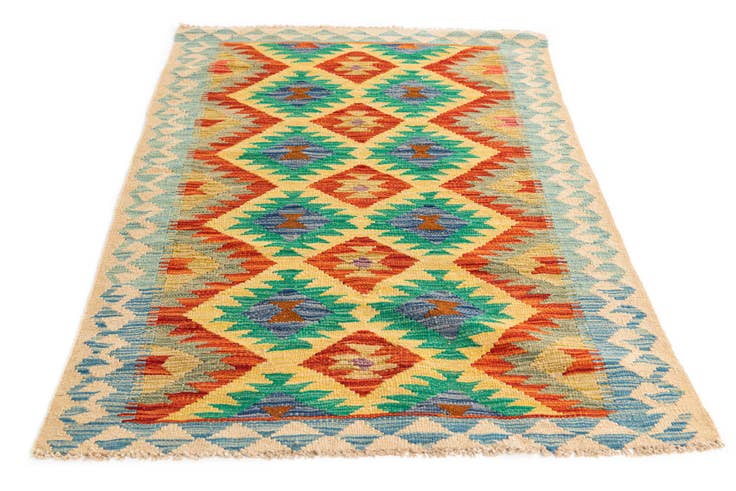 Detail image of 3' 1 x 5' Hand Woven Kilim Maymana Wool Rug