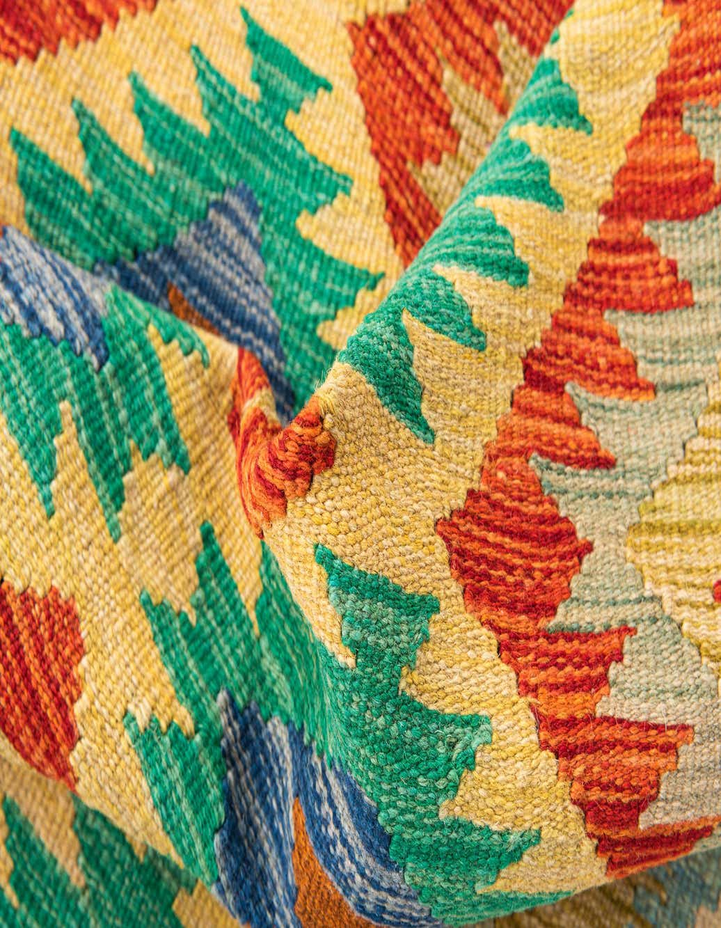 Detail image of 3' 1 x 5'  Hand Woven Unique Loom Kilim Maymana Wool Rug