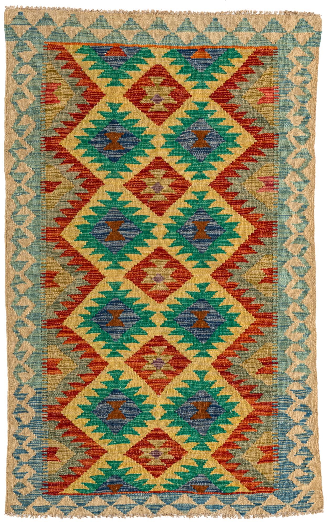 3' 1 x 5' Hand Woven Kilim Maymana Wool Rug